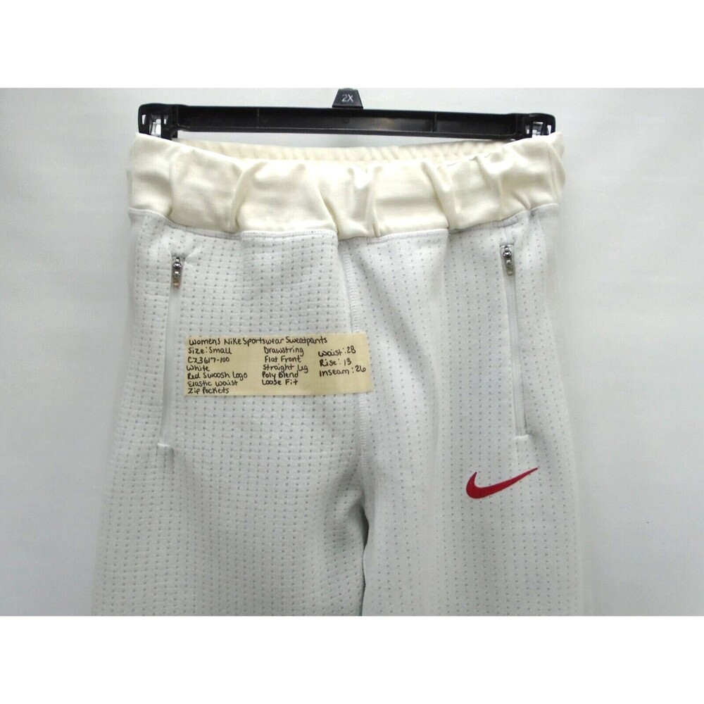Nike Sportswear Women Size S White Sweatpants CZ3617-100 Straight Leg loose Fit - Picture 2 of 9